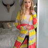 Striped Knit Cardigan: Lightweight Long Sleeve Color Block