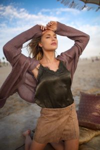 Silky Satin Lace V Neck Cami Top: Adjustable